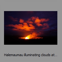 Halemaumau illuminating clouds at dusk